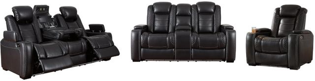Signature Design by Ashley® Party Time 3-Piece Midnight Living Room Set with Power Reclining Sofa-0