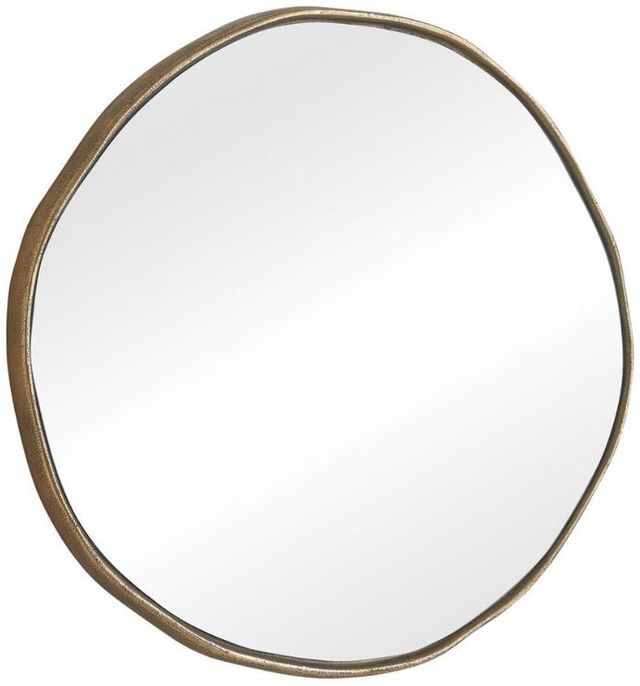 Uttermost® Lowen Antique Brass Round Mirror-3