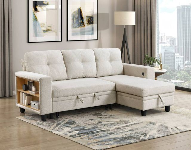 Homelegance® Robinson 3-Piece Beige Sectional with Reversible Chaise-1