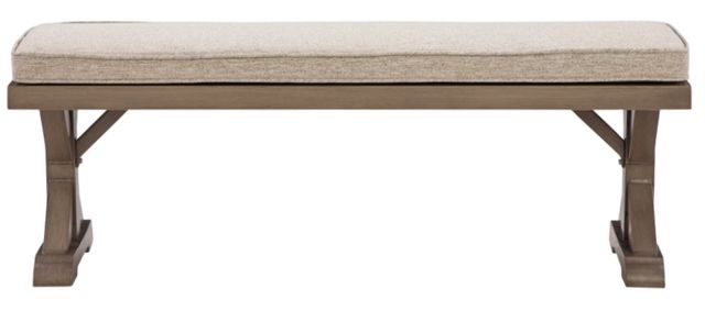 Signature Design by Ashley® Laguna Heights Beige Fabric/Metal Rattan Outdoor Bench-2