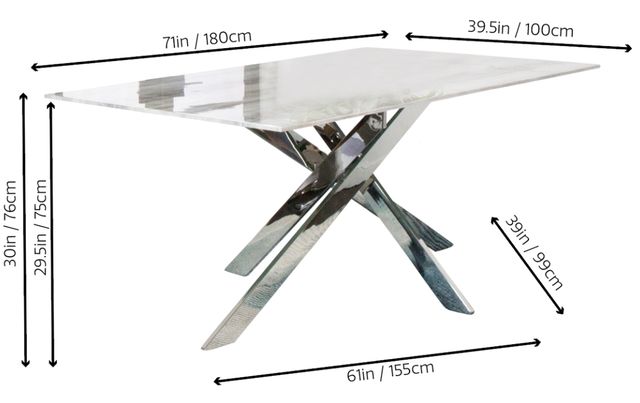 Cramco Aldo Glass Top Dining Table with Chrome Base-3