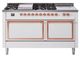 Ilve® Nostalgie II Noblesse 60'' White Pro Style Dual Fuel Range with Copper Trim-0