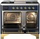 Ilve® Majestic III 40" Midnight Blue Pro Style Dual Fuel Liquid Propane Range with Solid Door and Brass Trim-1