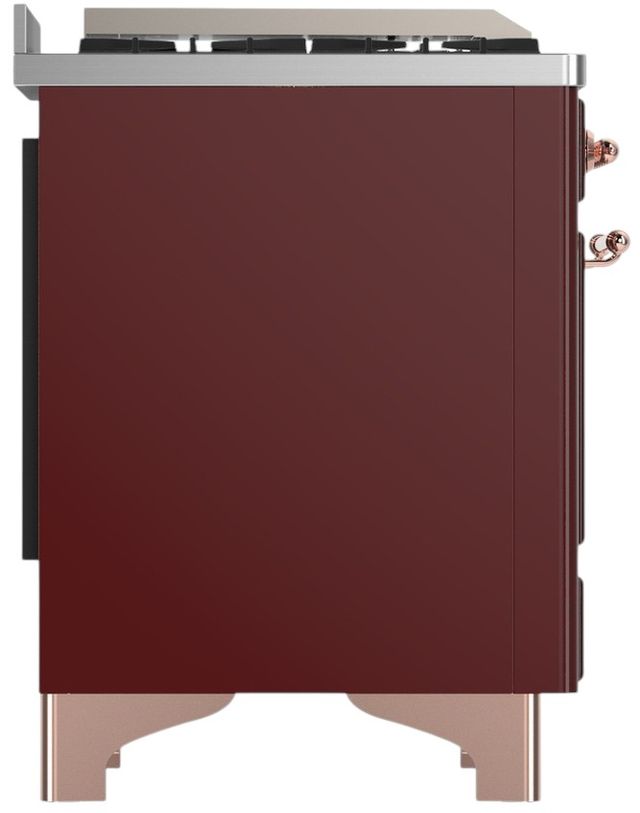 Ilve® Majestic III 40" Burgundy Pro Style Dual Fuel Natural Gas Range with Triple Glass Door and Copper Trim-3