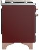 Ilve® Majestic III 40" Burgundy Pro Style Dual Fuel Natural Gas Range with Triple Glass Door and Copper Trim-3