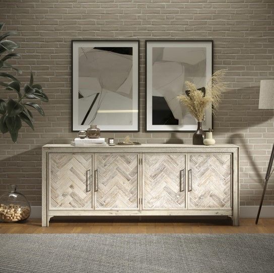 Jofran Inc. Gramercy Gray Wash 4-Door Accent Cabinet-1