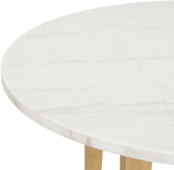 New Classic® Home Furnishings Essence White Marble Round Table Top with Natural Base-4