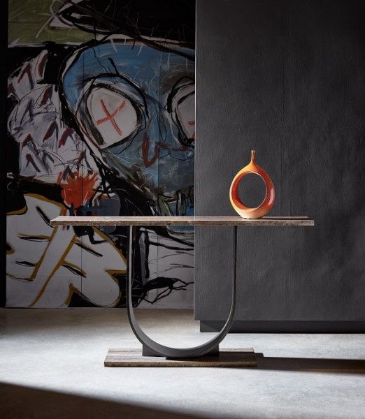 Universal Explore Home™ Equilibrium Gray Console Table with Oil Rubbed Bronze Base-1