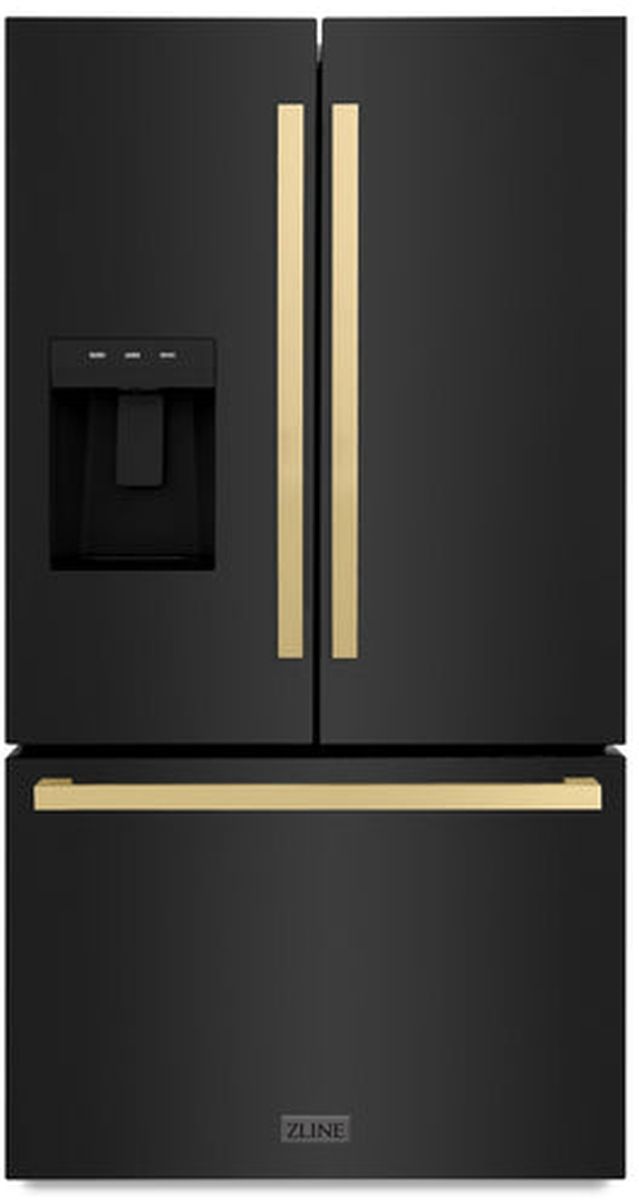 ZLINE Autograph Edition 36" 28.9 Cu. Ft. Black Stainless Steel Freestanding French Door Refrigerator-0