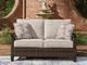 Signature Design by Ashley® Monterey Point Beige/Dark Brown Fabric/Wicker Rattan Outdoor Loveseat-1