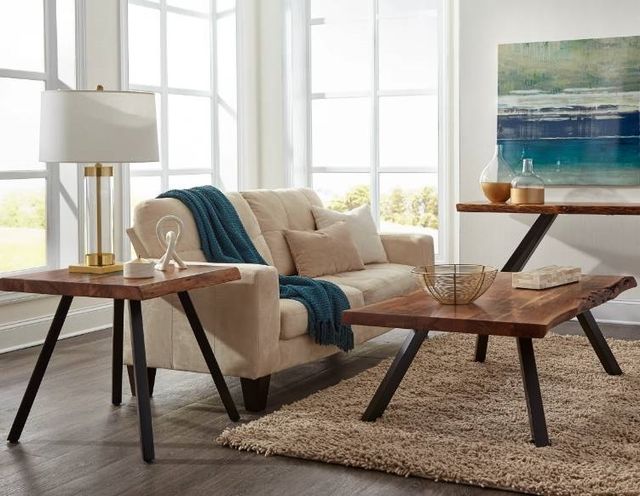 Modus Furniture Reese Natural Live Edge Coffee Table with Black Base-1