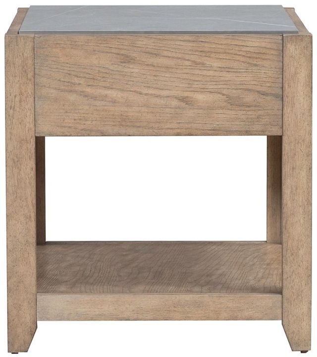 Liberty Furniture Millstone Gray End Table with Nutmeg Base-4