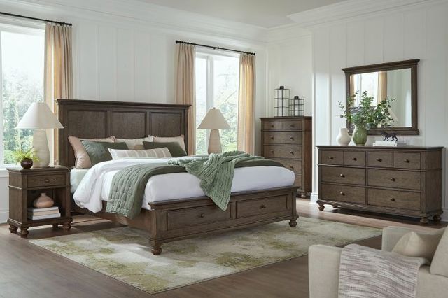 aspenhome® Oxford Cocoa King Panel Storage Bed-1