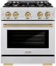 ZLINE Select Autograph Edition 30" Satin Stainless Steel Pro Style Dual Fuel Range with Champagne Bronze Accents-0