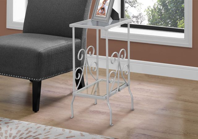 Monarch Specialties Inc. Silver Metal 30" Accent Table with Tempered Glass Top -1