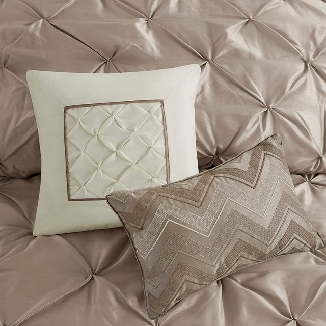 Olliix by Madison Park Laurel 7 Piece Taupe Full Tufted Comforter Set-3