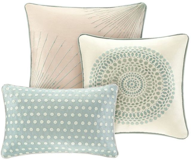 Olliix by Madison Park Baxter 7 Piece Blue Queen Comforter Set-1