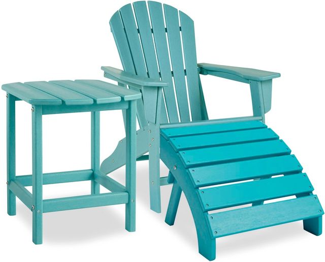 Signature Design by Ashley® Sundown Treasure 3-Piece Turquoise Outdoor Seating Set-0