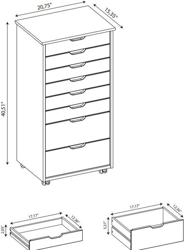 Linon Rudy White Rolling Storage Cart-2