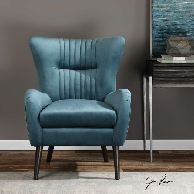 Uttermost® Dax Teal Blue Accent Chair-1