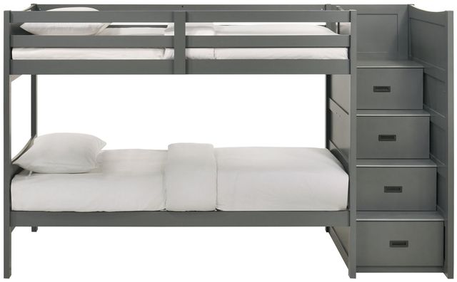 Elements International Sami Gray Youth Twin Over Twin Step Bunk Bed with Right Headboard-2
