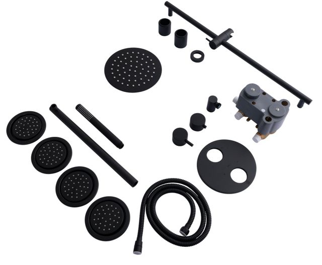 ZLINE Autograph Edition Matte Black Emerald Bay Thermostatic Shower System with Body Jets-2