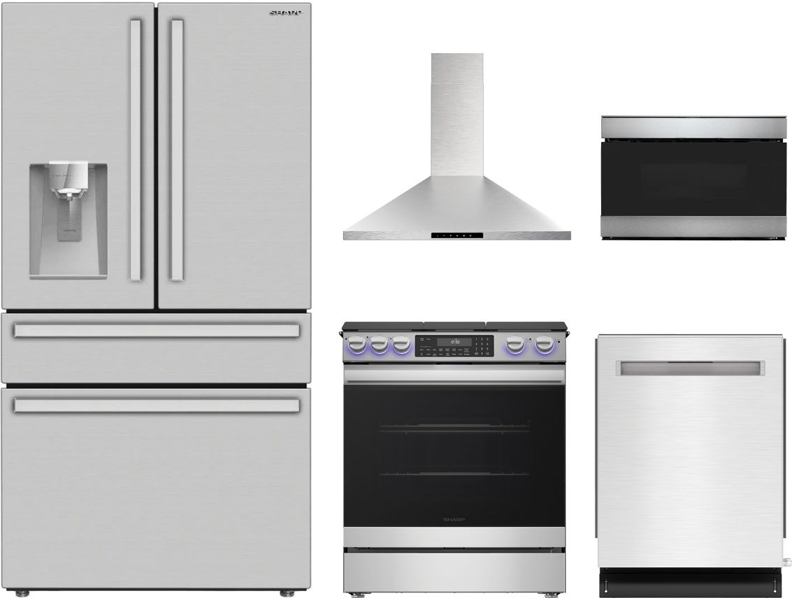 Sharp® 5 Piece Stainless Steel Kitchen Appliance Package