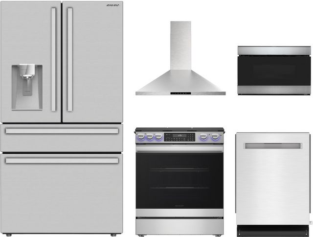 Sharp® 5 Piece Stainless Steel Kitchen Appliance Package-0