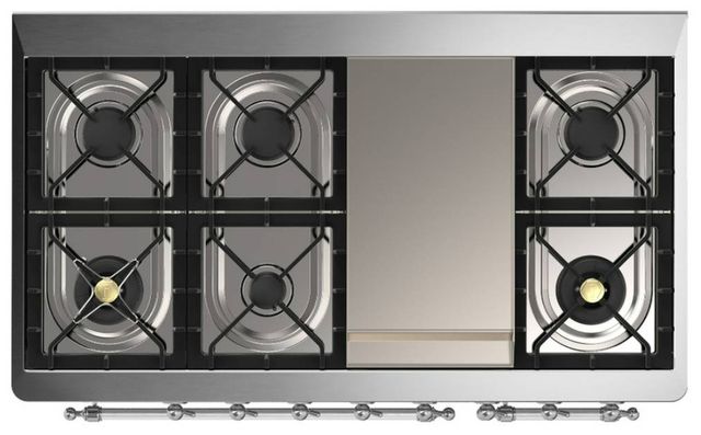 Ilve® Majestic III 48" Antique White Pro Style Dual Fuel Natural Gas Range with Triple Glass Door and Chrome Trim-2