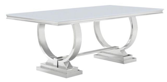 Coaster® Antoine 5-Piece Gray/Chrome Rectangular Glass Top Dining Table Set -1
