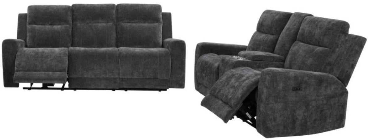 Coaster® Kennett 2-Piece Dark Gray Upholstered Power Reclining