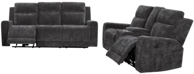 Coaster® Kennett 2-Piece Dark Gray Upholstered Power Reclining Sofa Set-0