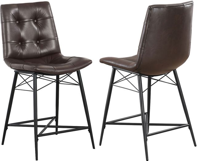 Coaster® Aiken 2-Piece Brown Upholstered Tufted Counter Stools-0
