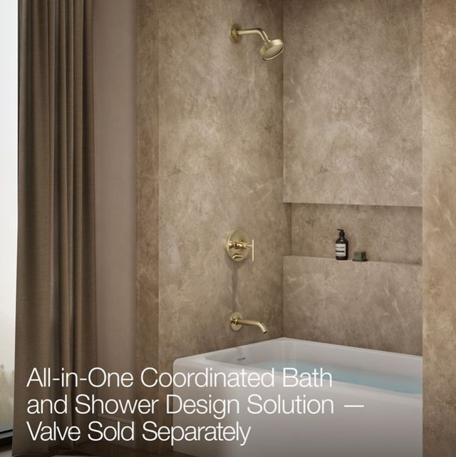KOHLER® Purist® Rite-Temp® Vibrant French Gold 2.5 GPM Bath and Shower Trim Kit with Push-Button Diverter and Lever Handle-3