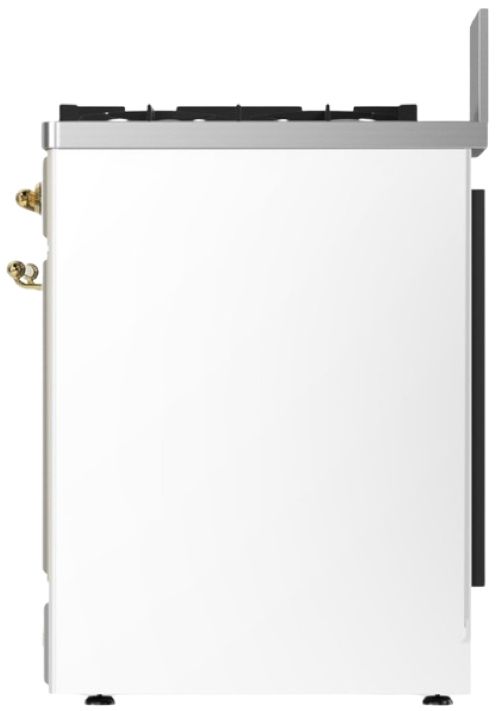 Ilve® Majestic III 30" White Pro Style Dual Fuel Natural Gas Range with Solid Door and Brass Trim-3