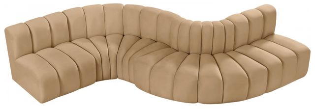 Meridian Furniture Arc 6-Piece Camel Velvet Sectional-1
