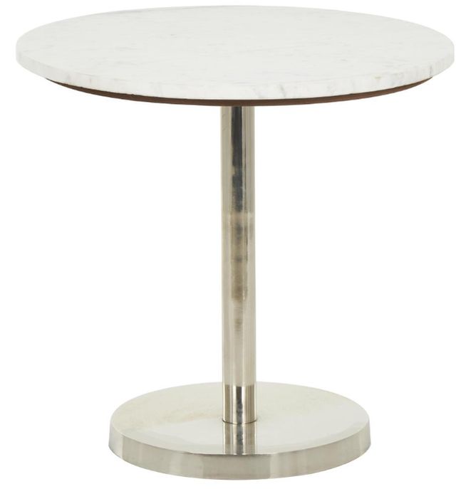 Deco Marche White Accent Table with Silver Base-2