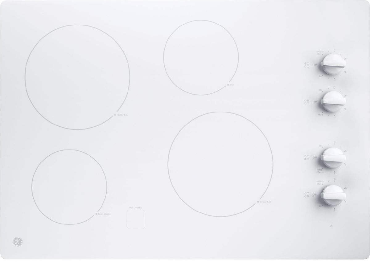 GE® 30" White Electric Cooktop