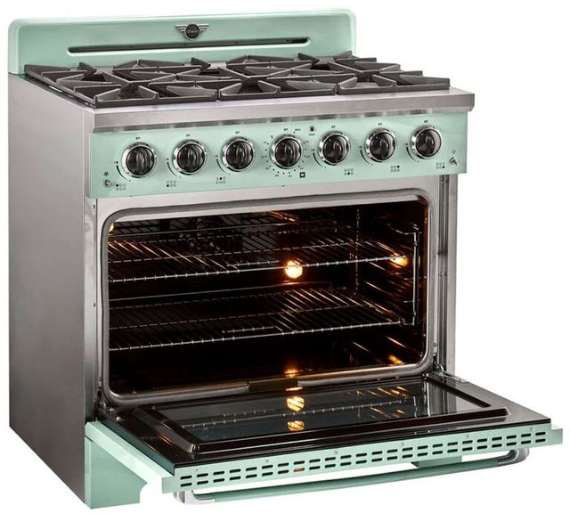 Unique® Appliances Classic Retro 36" Summer Mint Green Pro Style Gas Range-3