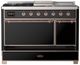 Ilve® Majestic III 48" Glossy Black Pro Style Dual Fuel Liquid Propane Range with French Top and Copper Trim-2