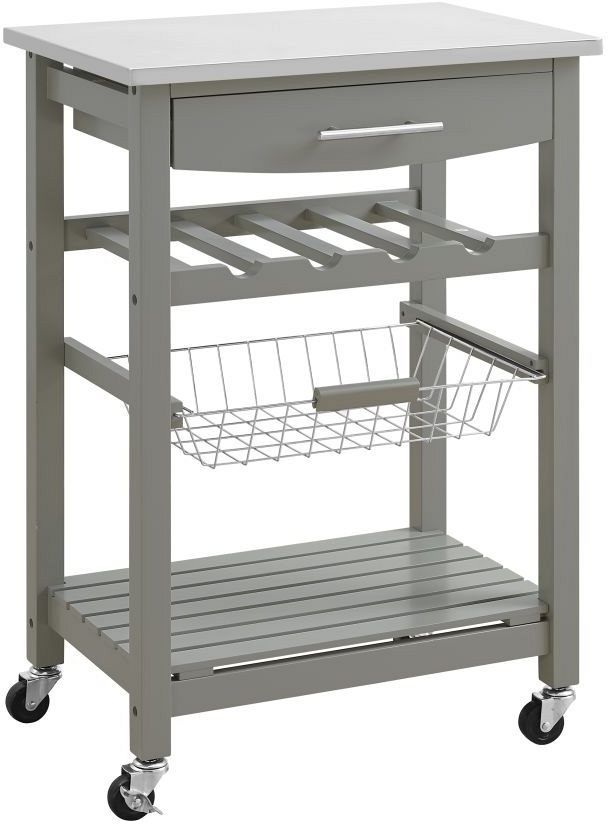 Linon Zoey Gray/Stainless Steel Kitchen Cart-0