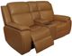 Flexsteel® Ziggy Camel Leather Power Reclining Loveseat with Console, Power Headrest and Lumbar-4