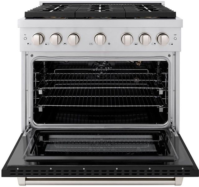 ZLINE Paramount Series 36" Stainless Steel Pro Style Gas Range with Black Matte Door-1