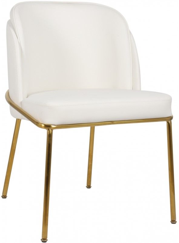 Meridian Furniture Jagger White/Gold Vegan Leather Dining Side Chair-0