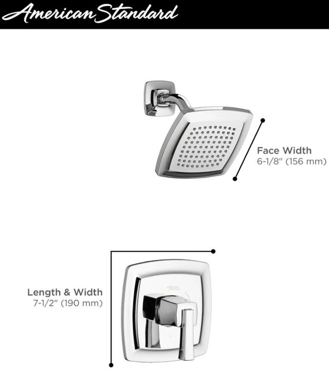 American Standard Townsend® Brushed Nickel Shower Trim Kit with Rain Showerhead, Double Ceramic Pressure Balance Cartridge with Lever Handle-1