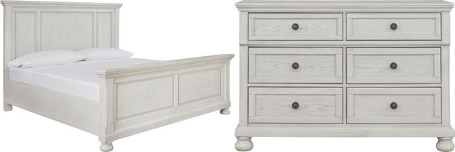 Signature Design by Ashley® Robbinsdale 2-Piece Antique White California King Panel Bed Set-0