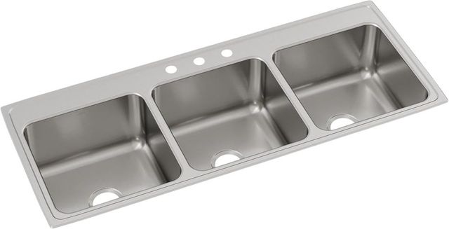 Elkay Lustertone® Classic Lustrous Satin 54" x 22" x 10-1/8" 3-Hole Triple Bowl Drop-In Sink-0