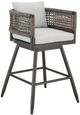 Armen Living Alegria 2-Piece Gray Aluminum/Rope Outdoor Swivel Counter Stool Set-0