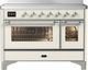 Ilve® Majestic III 48" Antique White Pro Style Induction Range with 6 Elements and Chrome Trim-0