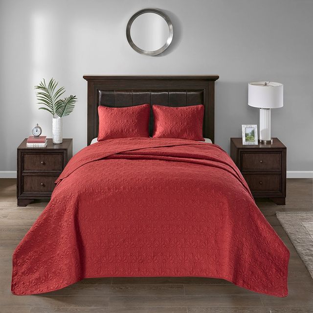 Olliix by Madison Park Red Full Quebec Reversible Bedspread Set-1